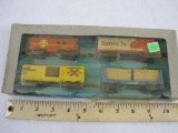 Vintage Plastic Santa Fe 4 Piece Train Set, HO Scale, including Railbox, Conrail, and more, unopened