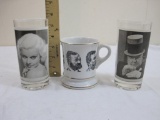 Three Vintage Glasses including 2 Classic Movie Drinking Glasses for Hell's Angels and My Little