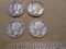 Four 1942 Silver US Dimes, 9.8g