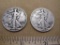 Two Silver Walking Liberty Half Dollar Coins, 1942 D and 1943, 24.3g