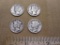 Four Mercury Dimes US Silver Coins: 1936, two-1942, 1942-D, 9.7 g