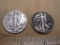 Two Walking Liberty Half Dollar US Silver Coins from 1944 and 1946, 24.6 g