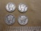 Four Mercury Dimes US Silver Coins: 1935, two-1942 and 1942-D, 9.7 g