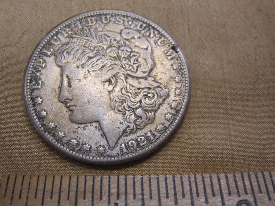 1921 Morgan Silver Dollar, US Silver Dollar Coin, 26.7 g