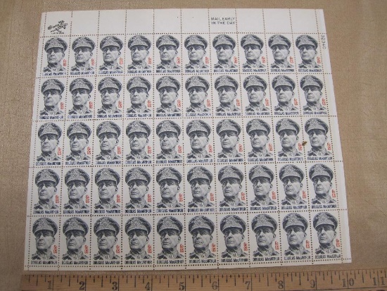 Douglas MacArthur 1971 6-cent US Stamps, #1424 intact sheet of 50