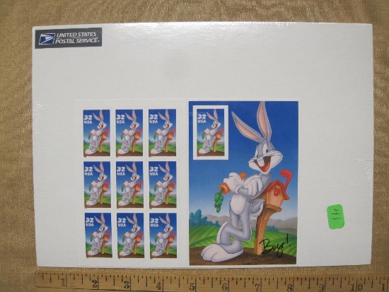 Bugs Bunny 32-cent US Stamps, #3137 intact pane of 9