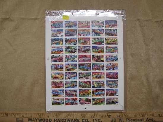 2002 Greetings from America sealed sheet of 50 37-cent US Stamps