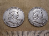 Two Franklin Half Dollars, 1951D and 1952D, 24.8g