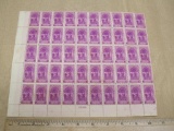 Full Sheet of 1939 3 cent Washington's Inauguration Stamps, 854