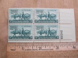 Minnesota Territorial Centennial Red River Ox Cart, four 3 cent US Stamps, 981