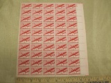 US 6-cent Air Mail stamps, red, #C-25 intact sheet of 50