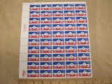 Plane & Globes 1976 25-cent US Airmail Stamps, #C89 intact sheet of 50