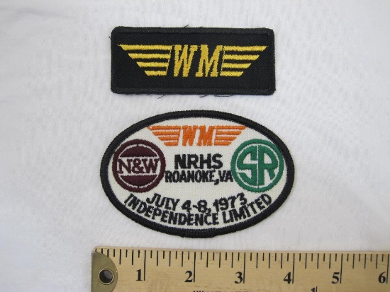 Two WM (Western Maryland) Train Patches including NRHS Roanoke VA 1973 4" patch, 1 oz