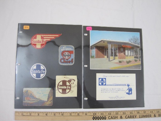 Lot of Santa Fe Railroad Memorabilia and Ephemera including patches, advertisements, and
