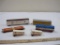 Lot of HO Scale Train Cars including Michigan Central Boxcar, Santa Fe Flat Car with Trailers, Union