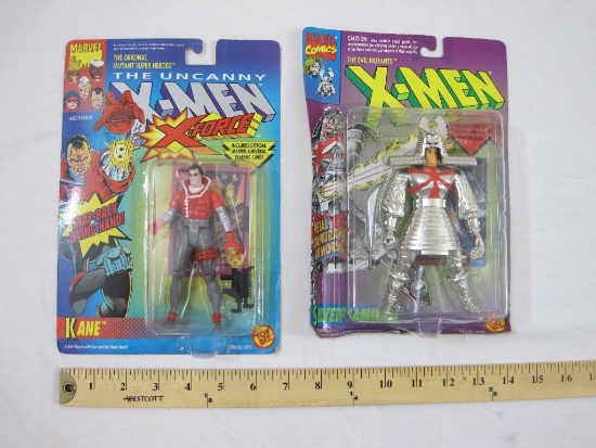 Two X-Men Action Figures including The Uncanny X-Men X-Force Kane and X-Men Silver Samurai, new in