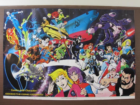 Comics with Character Comico the Comic Company Promo Poster, 1986 Elementals, Justice Machine,
