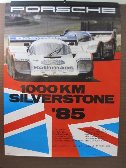 1000 km Silverstone '85 Porsche Poster, 40" x 30", poster has small crease in corner, AS IS see
