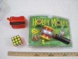 Lot of Handheld Games including Holey Moley Electronic Game (new in package), View Master, and Rubix
