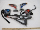 Laser Tag Game Parts including 3 guns (1998-1999 Toymax) and 2 Vests/Blast Shields, 3 lbs