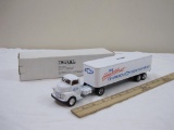 ERTL Chevrolet The Heartbeat of America Die Cast Truck and Trailer, 1950 Chevy Cab, Locking Coin