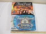 Two Trivial Pursuit DVD Board Games including Pop Culture (2003) and SNL Edition (Cards are sealed,