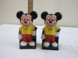 Two Vintage Mickey Mouse Plastic Coin Banks, Walt Disney, Play Pal Plastics, one is missing stopper,