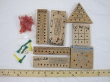 Lot of Vintage Wooden/Peg Games including Roundabout, Insanity, Finish Line, Mind Magic, Tic Tac