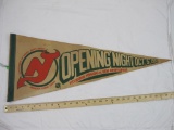 Vintage New Jersey Devils (NHL) Pennant Flag for Opening Night Oct. 5, 1982 Pittsburgh Penguins vs.