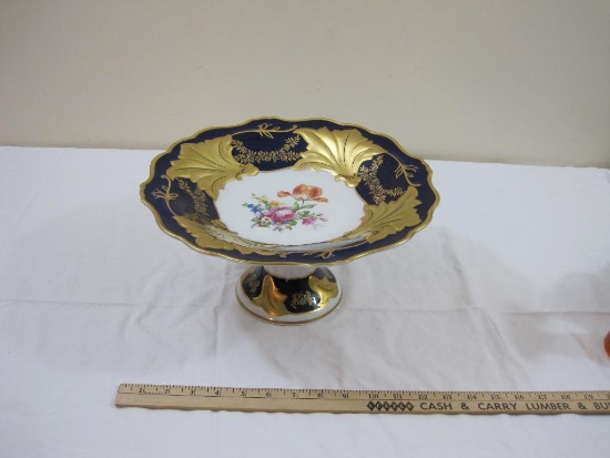 Weiman Porcelain Echt Weimar-Kobalt 2 Cake Platter, marked Jutta 781 75, approx 12.5" diameter & 6"