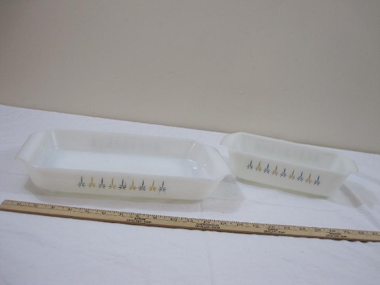 Two Rectangular Candle Glow Fire King Anchor Hocking Baking Dishes, 1 qt and 2 qt, 5 lbs