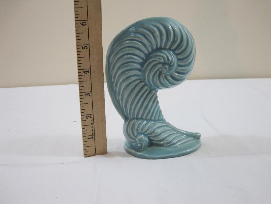 Nautilus Seashell Haeger Pottery Flower Vase, approx 6.25" tall, 14 oz Item is very fragile and may