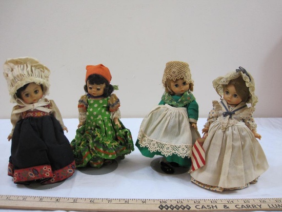 Lot of Four Vintage Madame Alexander 8" International Dolls on Stands including Norway, Brazil,