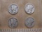 Four silver dimes, one 1939S, one 1941D, one 1941S and one 1941, .34 oz