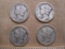 Four silver dimes: one 1941, one 1941D, two 1940, .34 oz