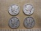 Four US Mercury silver dimes: two 1935, one 1941S and one 1941D, .34 oz