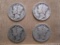 Four silver dimes: one 1927, one 1928, one 1929 and one 1942S, .33 oz