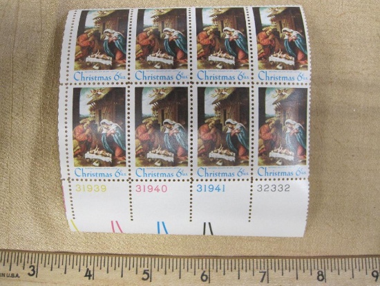 One block of eight National Gallery of Art Christmas 6-cent US Stamps, #1414