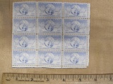 One block of 12 1949 15-cent US Airmail Stamps, #c43