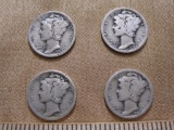 Four silver dimes, one 1924, one 1926, two 1923, .32 oz