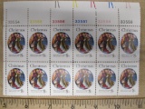 One block of 12 8-cent Master of St. Lucy Christmas US Stamps, #1471