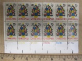 One block of 12 8-cent Christmas US Stamps, #1508