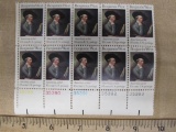 One block of 10 10-cent Benjamin West American Artist US Stamps, #1553