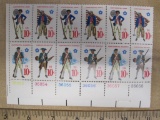 One block of 12 10-cent American Militia, Continental Army, Navy and Marines US Stamps, #1565-1568
