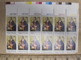 One block of 12 1975 Ghirlandaio: National Gallery Christmas US Stamps, #1579