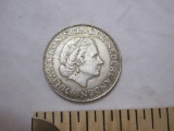 Silver 1960 Netherlands 2 1/2 Gulden, Juliana, 15.0 g