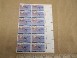 One block of 12 13-cent 50th Anniversary Solo Transatlantic Flight US Stamps, #1710