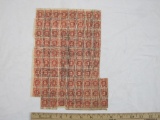 Partial Sheet of Cancelled J82 1931 3 cent Postage Due US Stamps, see pictures for condition