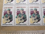 One block of 12 13-cent Jimmie Rodgers Singing Brakeman US Stamps, #1755