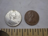Two New Zealand Coins including 1973 2 Cents and 1982 10 Cents, 10 g